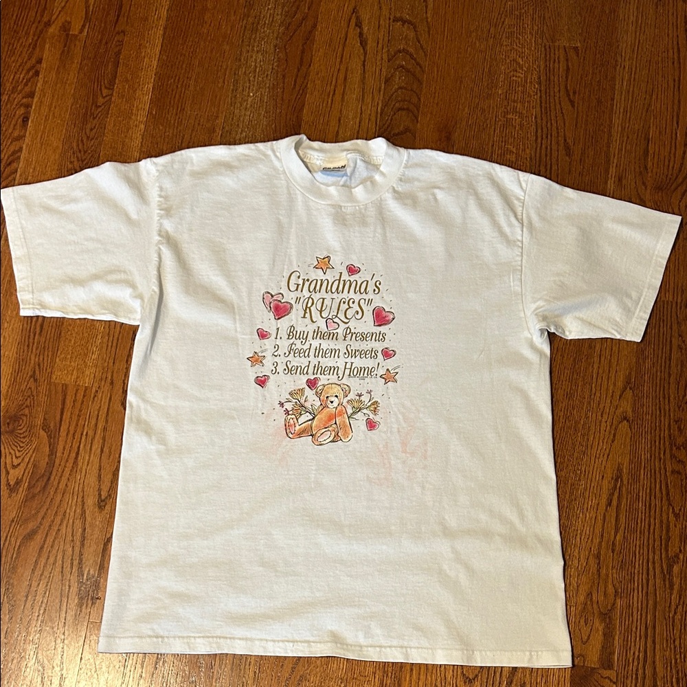 Gildan White Tee with Grandma's Rules Design